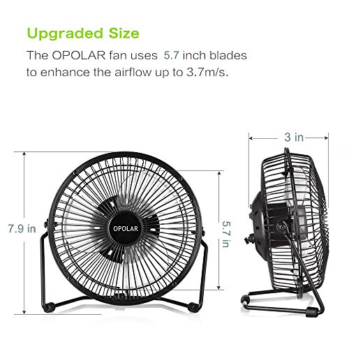 OPOLAR F501 Desktop USB Fan with Upgraded 6 Inch Blades, Enhanced Airflow, Lower Noise, Metal Design, USB Powered, Personal Table Fan, Mini Cooling Fan, Small Desk Fan, Quiet Office Fan - Black ¡­
