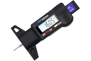 CACHOR Medidor digital de profundidad de banda de rodadura de neumáticos, 0-25,4 mm, medidor digital de profundidad de neumáticos con pantalla LCD y baterías para autos, camiones, furgonetas, SUV