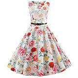 Damen Vintage Kleider, Yusealia Frauen Sommerkleid Beiläufige Drucken Ärmellos Abschlussball Swing Kleid Weise Frauen Midikleid Abendkleid Cocktailkleid Partykleid