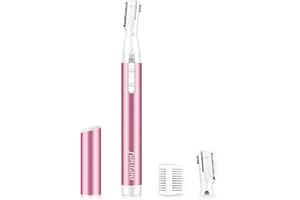 Upgraded Eyebrow Trimmer, Funstant Precision Facial Hair Trimmer for Women Battery-Operated Electric Eyebrow Razor with Comb No Pulling Sensation Painless for Face Chin Neck, Upper-Lip, Peach-Fuzz