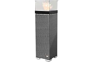 ‎RS TRADE RS Trade Bio Ethanol Garden Fire Column from Polyrattan with Aluminium Frame and Stainless Steel Box, Outdoor Fire Pit with Extra Stable Stand thanks to Pendulum Counterweight and Adjustable Feet