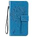 Produktbild LG G4 Hülle, Chreey Prägung [Katze Baum] Muster PU Leder Hülle Flip Case Wallet Cover mit Kartenschlitz Handyhülle Etui Schutztasche [Blau]