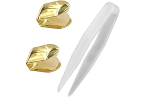 FOMIYES 2Pcs Hip Hop Teeth Plain Plated Mouth Teeth Brace Single Tooth Braces Top Tooth Single Grill Cap Shiny Teeth Teeth Decoration for Teeth Mouth, Party Accessories Teeth Grills (Golden)