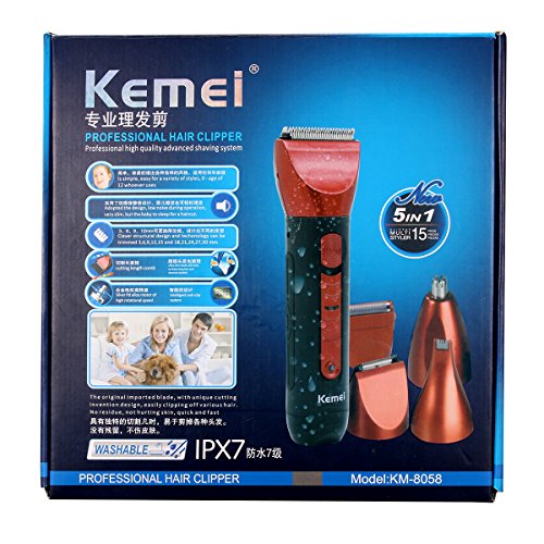 Herrenrasierer, LuckyFine 5In1 Haarschneider Rasierer Nasen-Ohr-Bartschneider Trimmer Schere Adapter Ladegeräthalter Vatertag geschenke - 7