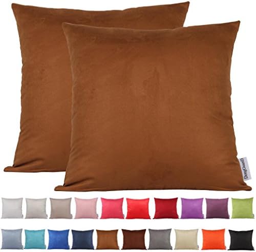 Comoco® 2Pcs Solid Color Lightweight Faux Suede Series Pillowcase Home Decor Sofa Throw Pillow Covers(55x55cm,Brown)