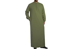 YAOHUOLE Herren Kaftan Langarm Thobe Herren Langarm Kaftan Herren Lang Seite Split mit Taschen Universal Fit