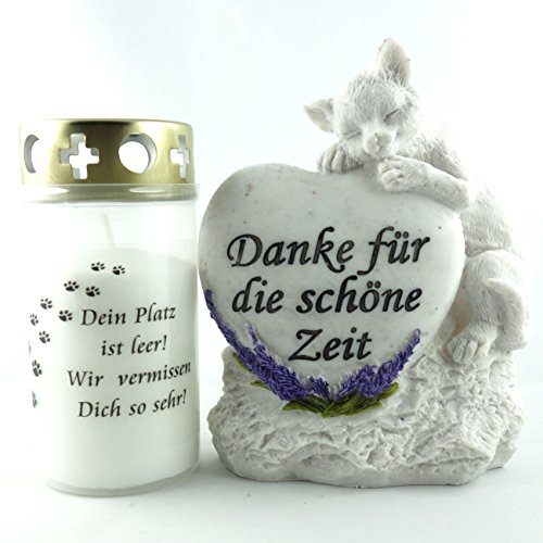 Katzengrab Set Gedenkstein mit Trauerlicht. 2er Set - 4
