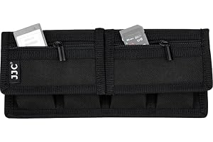 JJC Kamerabatteriväska Förvaringsväska & Minneskorthållare, Svart, 4 Pockets + 2 Zipper Pockets, Kompakt