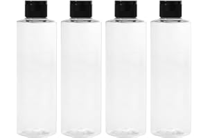 LONGWAY 4 Stück 250 ml Reiseflaschen zum befüllen, leer, nachfüllbar, Quetschflasche mit Klappdeckel, transparenter Kunststoff, für Make-up, Kosmetik, Toilettenartikel, Flaschen für Reisen, Shampoo, Lotion,