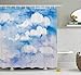 Produktbild Fantasy Shower Curtain, Cloudy Sky View in Soft Pastel Tones Watercolor Blurry Hazy Serene Picture, Fabric Bathroom Decor Set with Hooks, 60W X 72L Inche Long, Sky Blue White