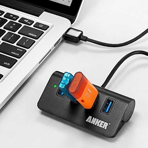 Anker Bus-Powered Mobiler USB 3.0 4-Port Hub, Aluminum Hub mit 0.6 m USB 3.0 Kabel designt für Apple MacBook, MacBook Air, MacBook Pro, MacMini, iMac, MacPro und PCs (Schwarz) - 5