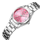 SUNWH Damen Uhr Analog Quarz mit Edelstahl Armband S-04f