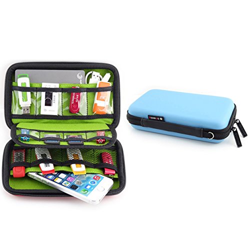 Preisvergleich Produktbild BAIGIO Unisex Tragbare Reisetasche für Electronisches Zubehöre Organizer Case Tragetasche Wasserdicht für USB Drive Shuttel Festplatte Kabel und sonstiges Zubehör Psp Spiel Taschen,Blau