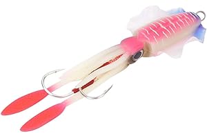 Huairdum Morbido Luminoso Esche da Pesca Finte, Attrezzatura per Polpi e Calamari, Occhi 3D per Mare/Acqua Dolce