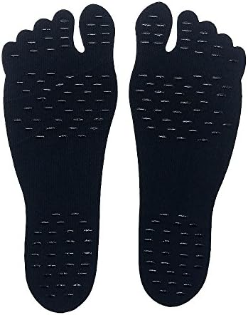 Barefoot Invisible Shoes Foot Stickers Beach Waterproof Anti-Skid Adhesive Feet Pad 2 Pairs (44-47, Black)
