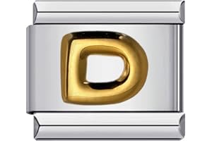 MON & SONS M&S A-Z Initial Letter Name Alphabet Gold Silver 9mm Italian Charm Compatible With Nomination Bracelet