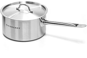 Forgast Casserole à Manche en Acier Inoxydable | 4 Litre | Marmite Traiteur | Casserole à Lait | Petite Casserole | Cuisinière à Gaz, Electrique | Adapté à l'induction | Lavable au lave-vaisselle