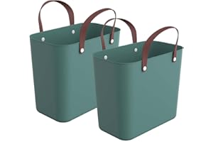 Rotho Albula 2er-Set Einkaufskorb, Kunststoff (PP recycelt), grün, 2 x 25l, (40 x 23,5 x 34 cm), 2