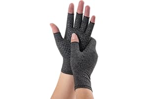 Novetec Gants Arthrite Sans Doigts Compression Femme Homme Colle Ponctuée Soutien Mains Polyarthrite Rhumatoïde Arthrose Soulagement Maladie Raynaud Respirant Conduire Travail Usage Quotidien 1 paire
