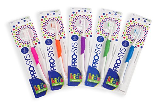 PRO-SYS® Kids Toothbrush (Colorful 4-Pack) - Made with Soft DuPont® Tynex® Bristles (Ages 6-10 for Young Children) (4)