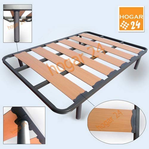 HOGAR 24 Somieres Lama Ancha Reforzada con Tacos Anti-Ruido cilíndricas, Tubo 40x30. Fabricación Nacional-105x190cm-PATAS 26CM, Acero, 105x190 cm-Patas 26 cm