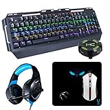 Teclado gaming mecánico 1000 k: pulsación más suave y más tiempo; estructura aleación de aluminio y abs, retroiluminado 6 colores/8 modos de programación