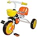 Kyootsi Pedal Trike Tricycle for Baby with Push Bar and Basket - Foldable for Easy Transport - Kid's Child's First Trike or Use the Handle to Help Them Along - RED OR ORANGE (Orange)