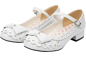 Etebella Damen Runde Zehen Mary Jane Flach Halbschuhe Sweet Bogen Buckle Strap Pumps Retro Schuhe