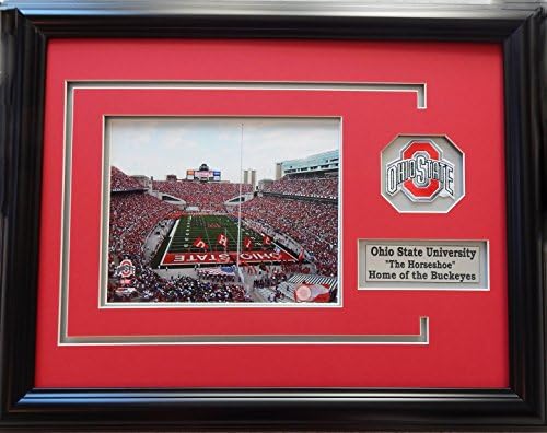 NCAA Ohio State Buckeyes Ohio Stadium Framed Landscape Photo with Team Patch and Nameplate