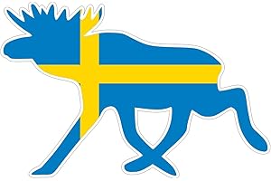 ‎SAMUNSHI Samunshi® Elch Aufkleber Elchhirsche Schweden Flagge Nationalfarben - 10x6,5cm