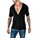 Produktbild Challeng Herren Sommer T-Shirt,Große Förderung Männer T Shirts Tiefe V beiläufige Dünne Kurze Hülsen-Muskel-Spitzenbluse,Herren Bluse (S, Schwarz)