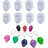 WYAHYQ 8Stück Totenkopf Epoxidharz Formen Mini Resin Silikonformen Gießformen Anhänger Halloween Schädel Schlüsselanhänger