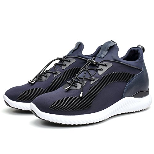 CHAMARIPA-Aufzugs-Turnschuhe Sport-beiläufige leichte Schuhe mit versteckter anhebender Ferse für Mann Schwarzes Blau Grau -7cm Taller-H71C62V012D - 3