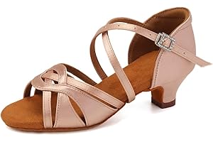 HIPPOSEUS Scarpe da Ballo Latino per Ragazze e Donne con Tacco Basso 4cm