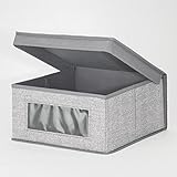 mDesign Fabric Baby Nursery Closet Organizer Box for Clothing, Blankets, Towels, Bibs – Medium, Gray - 2