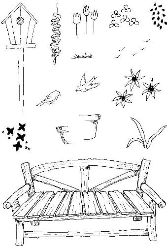 Crafty Impressions A6 Lindsay Mason Rustic Seat Scene Stamp