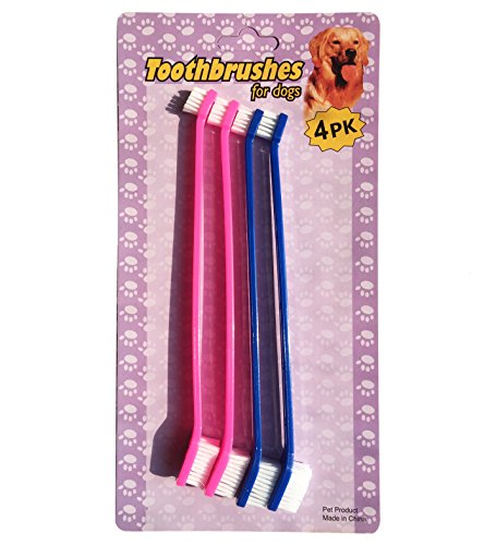 FUNPET Lot de 4 brosses à Dents Professionnelles à Double tête pour Chiot et Chat