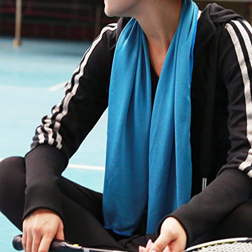 HiHiLL Mikrofaser Handtuch Kühlung sofortige, 11.81*47.24“, Ultra Dünn und Leichtgewichtig , für Fitness und Täglichen Gebrauch (TL-C1, Blau) - 4