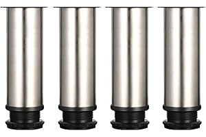 Drenky 4 Stück Möbelfüße Metall 150mm Rund Edelstahl Gebürstet möbelfüße verstellbar Tischbeine Höhenverstellbar Gesamthöhe 150mm-165mm Kommen Mit Edelstahlschrauben für Möbel Projekt