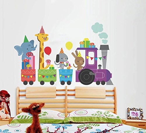 ZigRocket Baby Animals Train Ride DIY Wall Sticker Removal Vinyl Home Decor Wall Decor Decal Wall Murals 65 x 100 cm