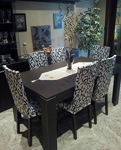 Lianle Stuhlhusse Stuhlüberzug Stuhlbezug Stretch Stuhl Husse Modische Strech Dining Chair Bezug waschbar Stuhl-Abdeckung für Hotel, Haus Dekoration, Hochzeitsessen(WhiteBlack) - 4