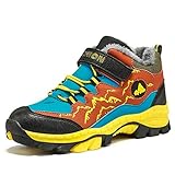  Mxssi Winterschuhe Jungen Kinder Schneestiefel Klett Winterstiefel Warm Gefüttert Outdoor Sport Sneakers Rutschfeste Outdoor Trekking Wanderschuhe