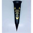 In Loving Memory Verse Graveside Memorial Grave Spiked Flower Vase (Grandma, Black & Gold)