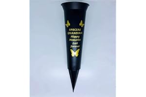 DAVID FISCHHOFF In Loving Memory Verse Graveside Memorial Grave Spiked Flower Vase (Grandma, Black & Gold)