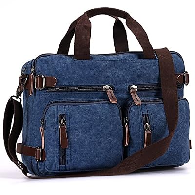 Baosha HB-22 Vintage Sac à dos en Toile Sacs à main Ordinateur Portable Mallette Sac d'affaires Épaule Sac à dos de Voyage et Randonnée pour Hommes (Bleu pour ordinateur portable 13 ~ 14 pouces)
