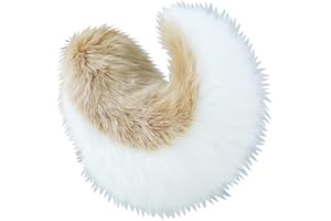 TTYAO REII Fluffy Dog Tail Faux Fur Fox Wolf Animals Tail Furry Fursuit Costume Accessories for Halloween Cosplay Party (Brown White)