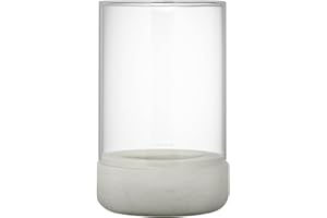 blomus Windlicht CALMA | Kerzenhalter aus hochwertigem Beton und Glas | Farbe Light Gray | Größe M | 12L x 12B x 20H cm | Indoor | exkl. Kerze