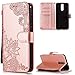 Produktbild Handyhülle für Huawei Mate 10 Lite Leder Brieftasche,FNBK Blumen Flip Wallet Stand Case Card Slot Leder Tasche Karteneinschub Magnetverschluß Kratzfestes Rosegold Schutzhülle für Huawei Mate 10 Lite