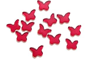 mesbilles - 4 Billes Papillon Rouge - Galet en Verre 20 mm - Billes Plates