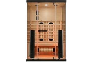 SANOTECHNIK Infrarotsauna GRENA DELUXE 2 – Infrarotkabine für 2 Personen 125×100×190 cm | 5 Vollspektrum-Strahler (2.200 W), Farblicht, Bluetooth-Radio, 6 mm ESG-Glas, Bausatz, SB40125